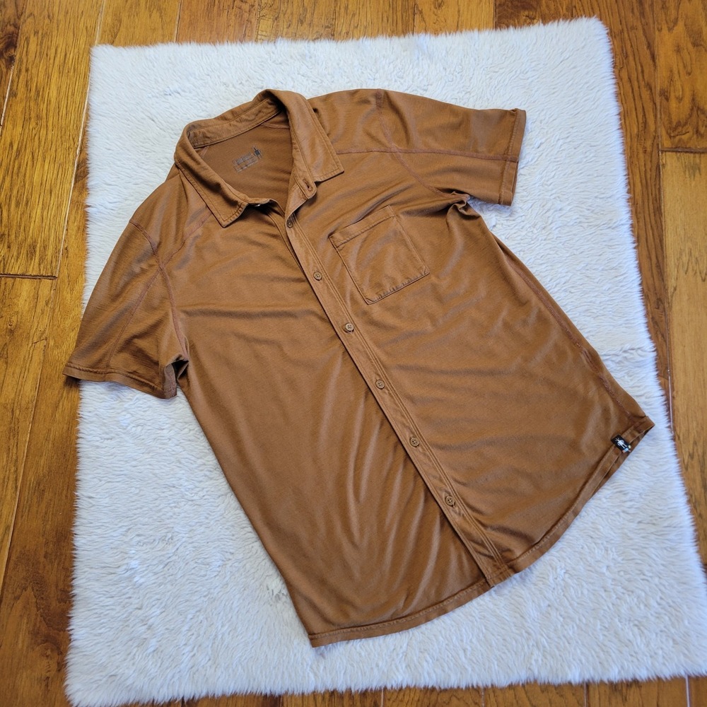 Smartwool Men's Casual Short Sleeve Button Down Shirt - Brown